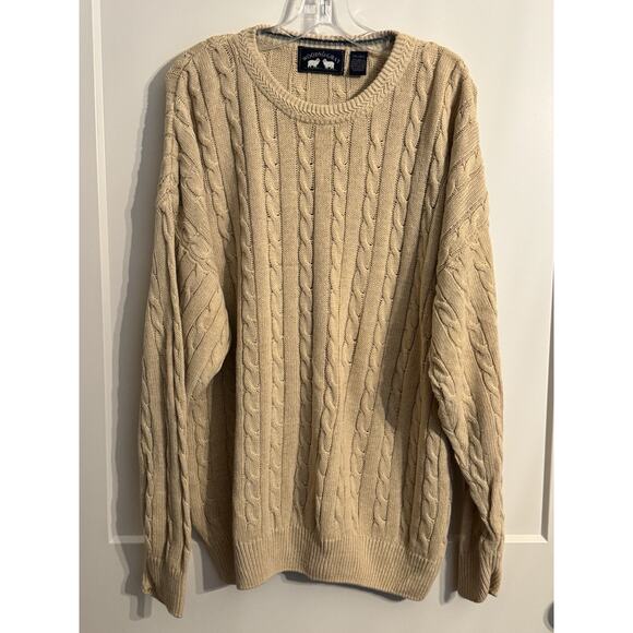Woods & Gray Cable Knit Sweater Sz XXL vintage Cream Grandpa Academia Fisherman - Picture 1 of 10